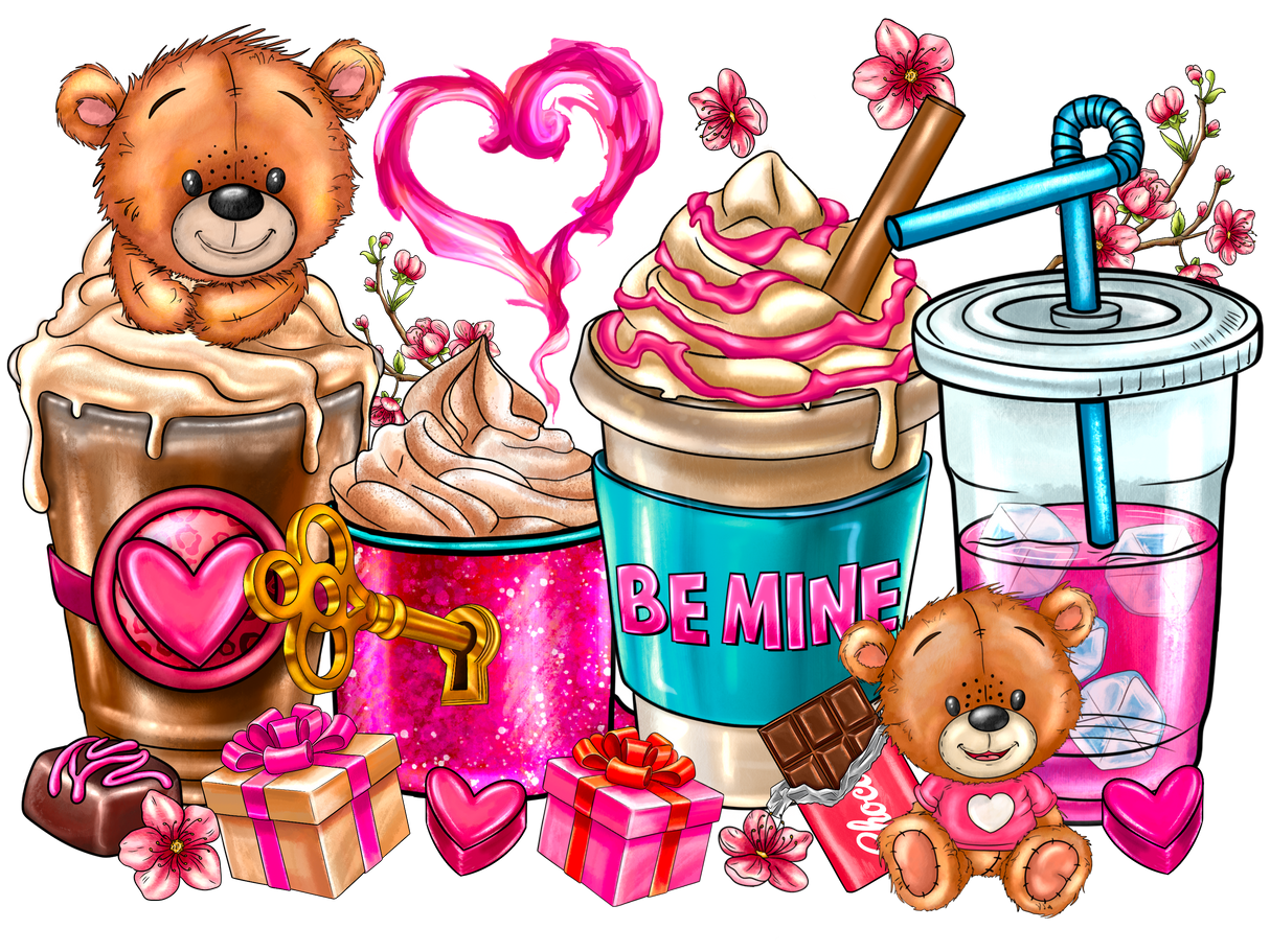 "Be Mine Coffee Cups" DTF TRANSFER