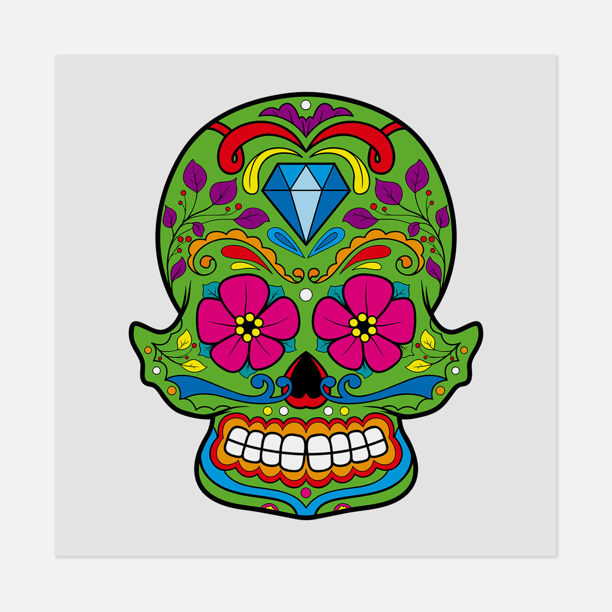 Dia De Los Muertos Skull 48 DTF Transfer
