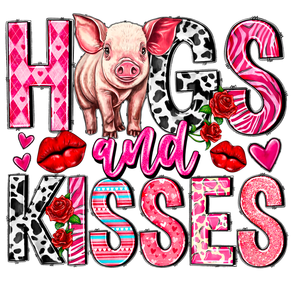 "PIG Hugs and Kisses" DTF TRANSFER