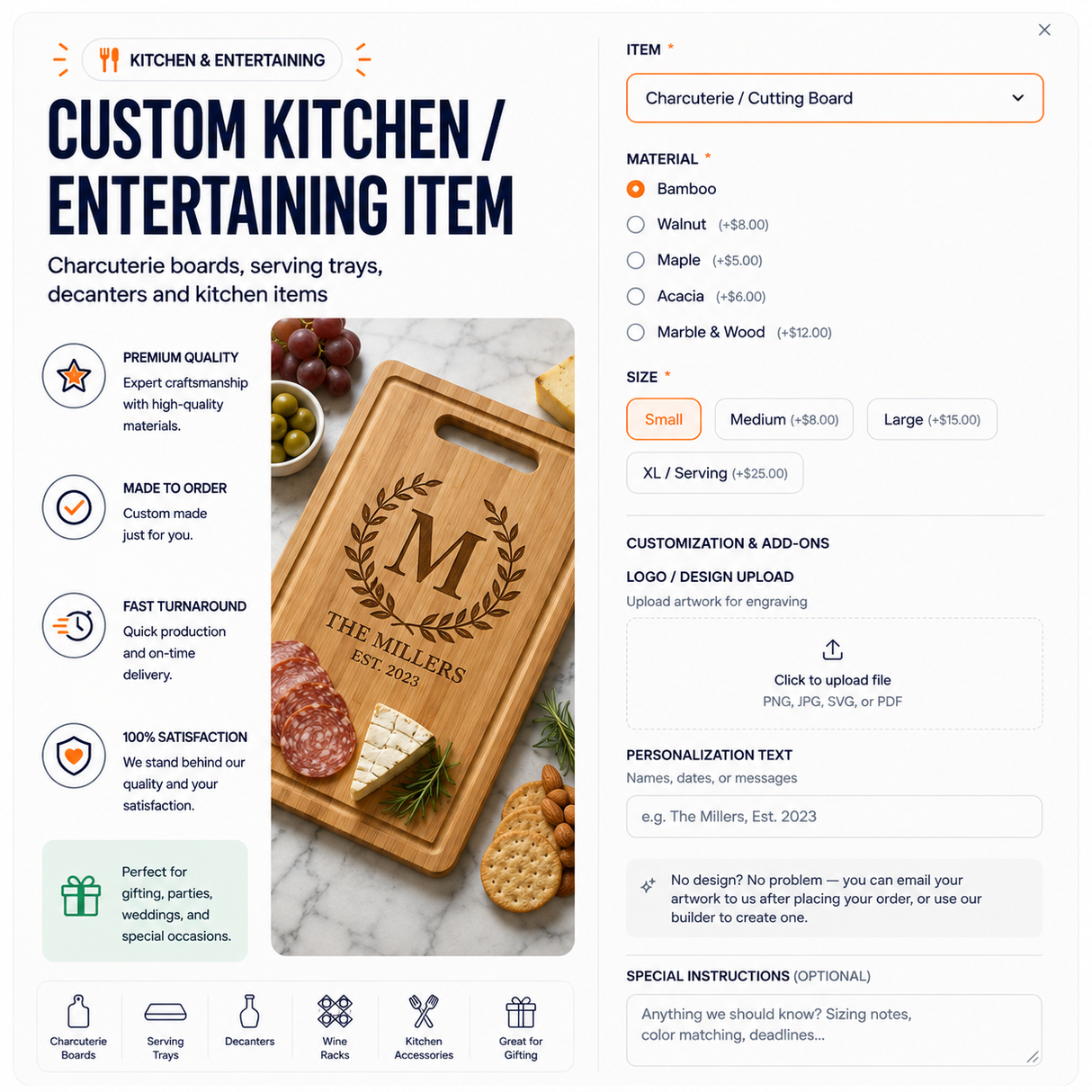 Custom Kitchen / Entertaining Item