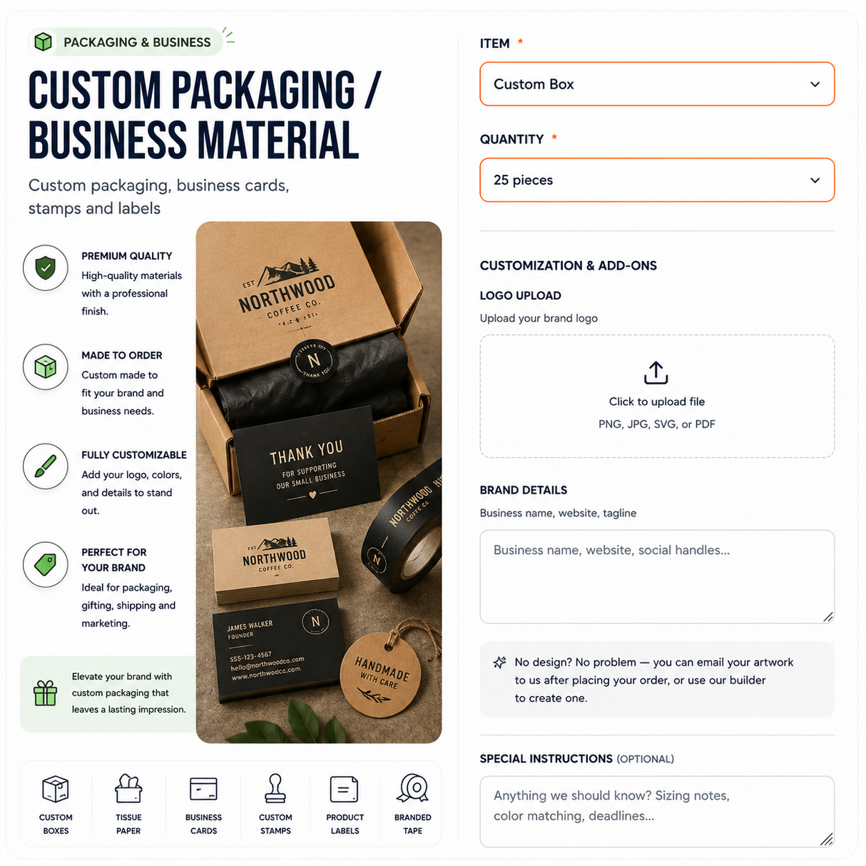 Custom Packaging / Business Material