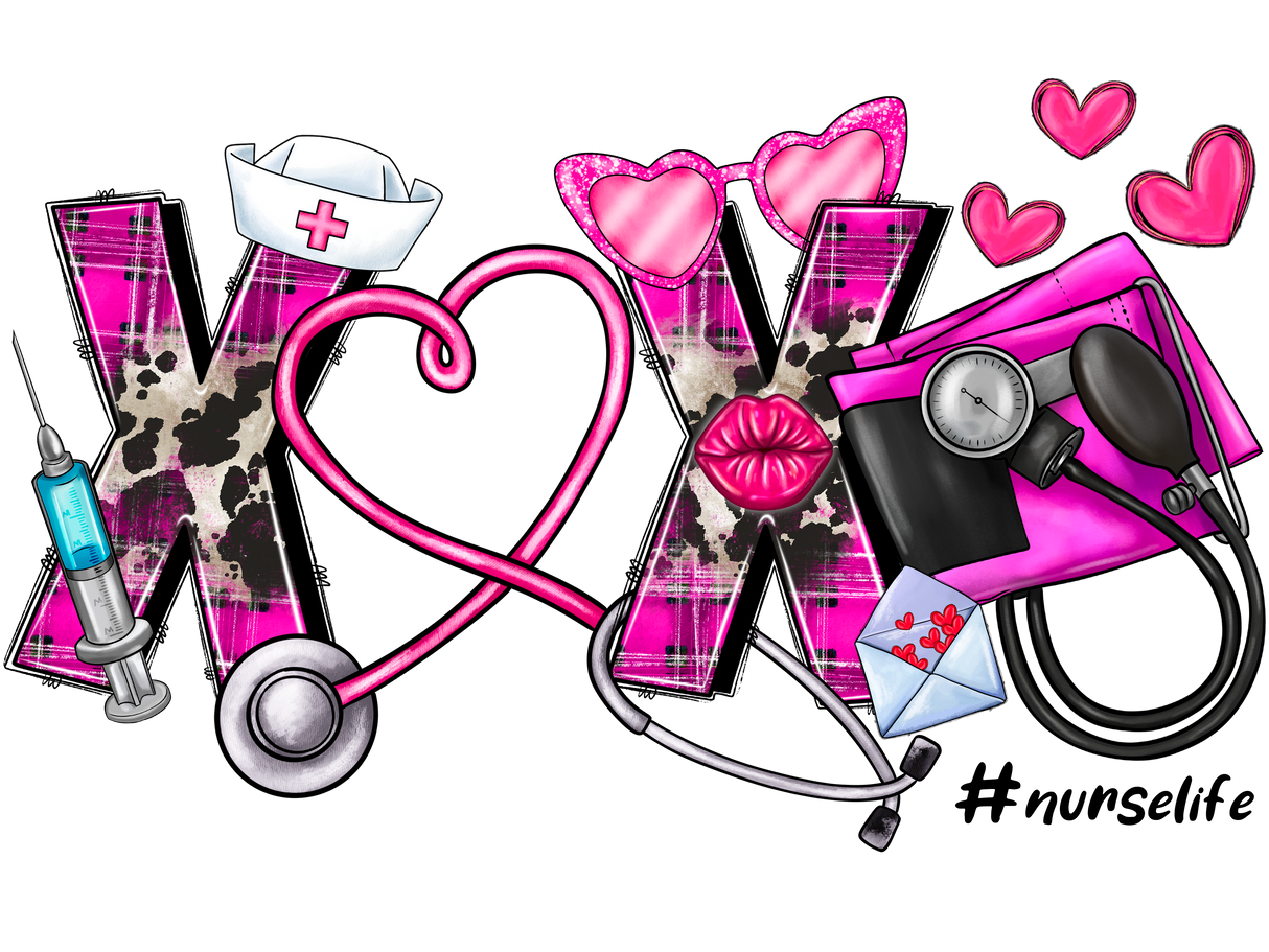 "Valentine XOX Nurse Life" DTF TRANSFER