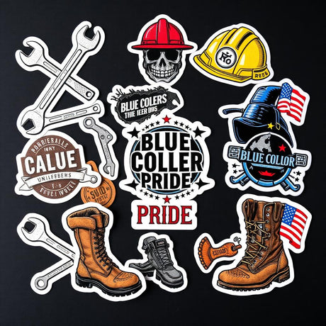 Blue Collar UV DTF Sticker Pack - 50 Permanent Stickers