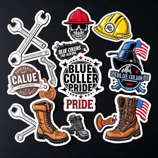 Blue Collar UV DTF Sticker Pack - 50 Permanent Stickers