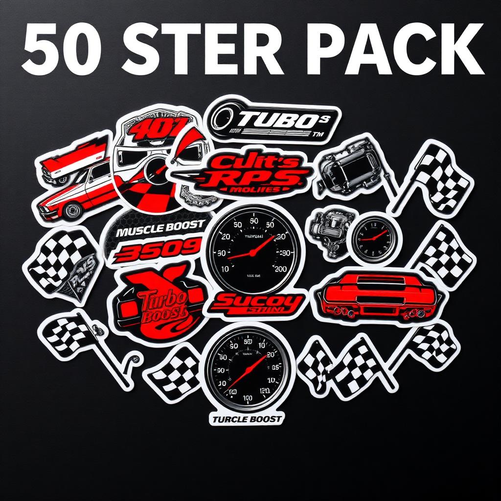 Car Enthusiast UV DTF Sticker Pack - 50 Permanent Stickers