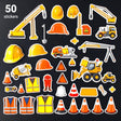 Construction UV DTF Sticker Pack - 50 Permanent Stickers