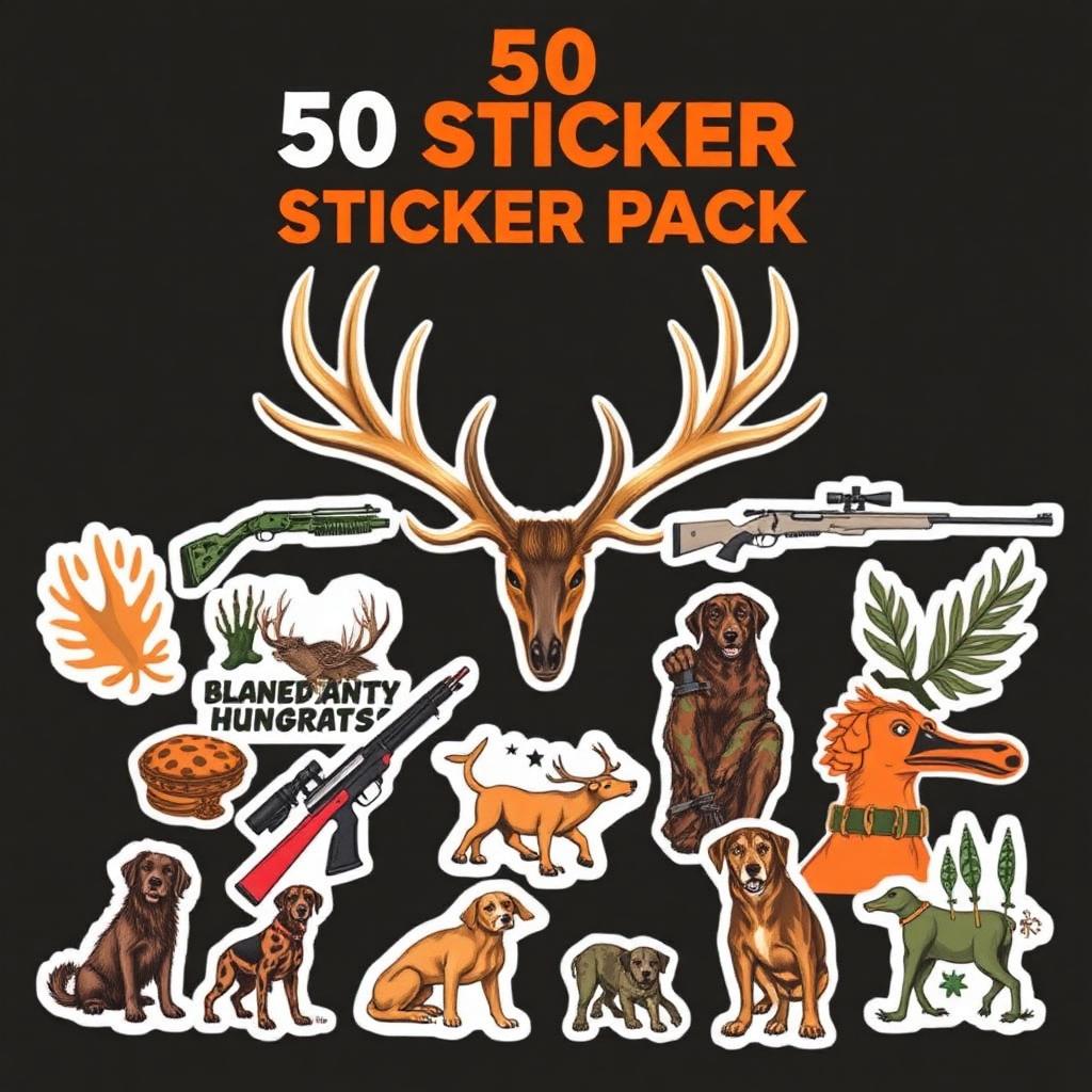 Hunter UV DTF Sticker Pack - 50 Permanent Stickers